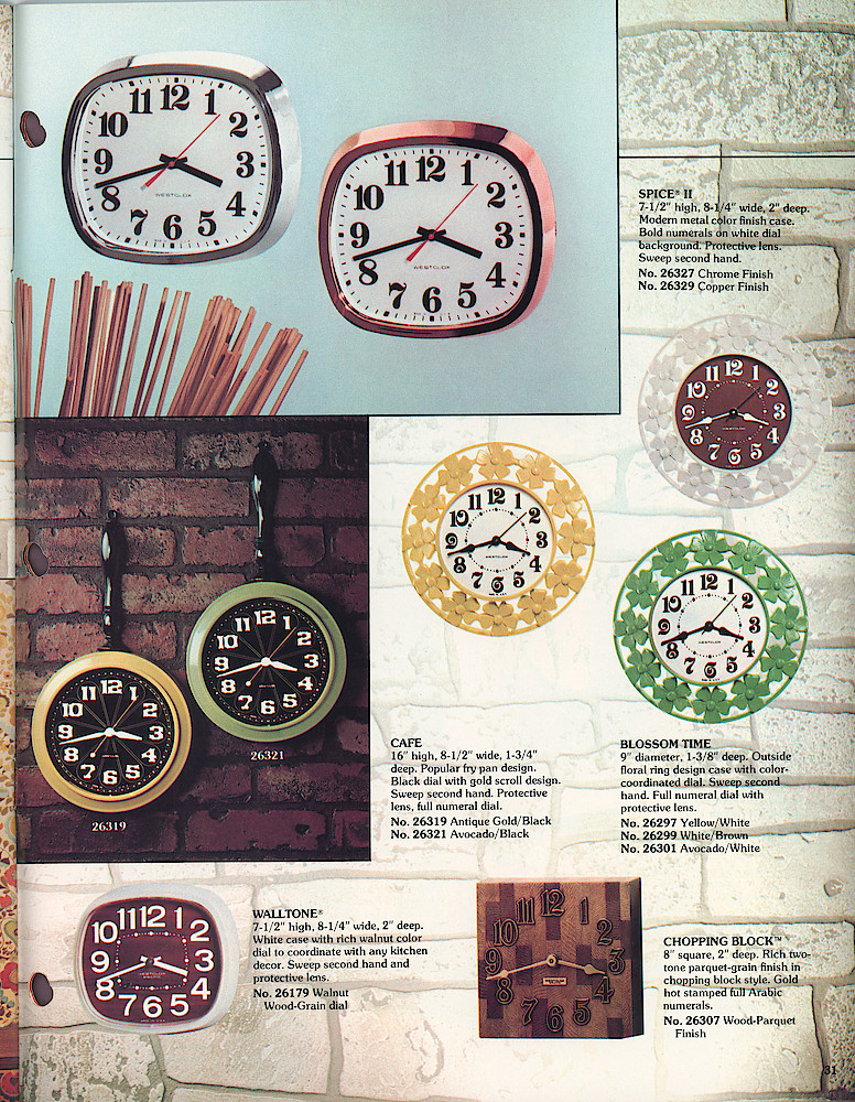 1977 - 78 Westclox Keywound alarms, Electric Alarms, Wall Clocks, Pocket Watches > 31