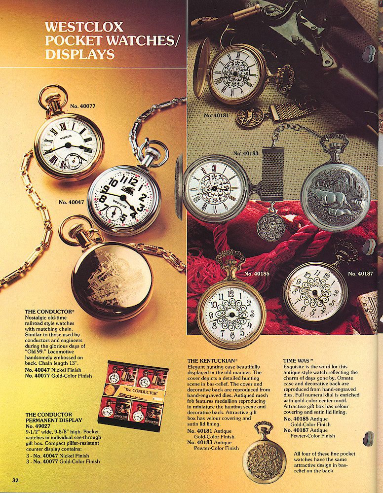 1977 - 78 Westclox Keywound alarms, Electric Alarms, Wall Clocks, Pocket Watches > 32