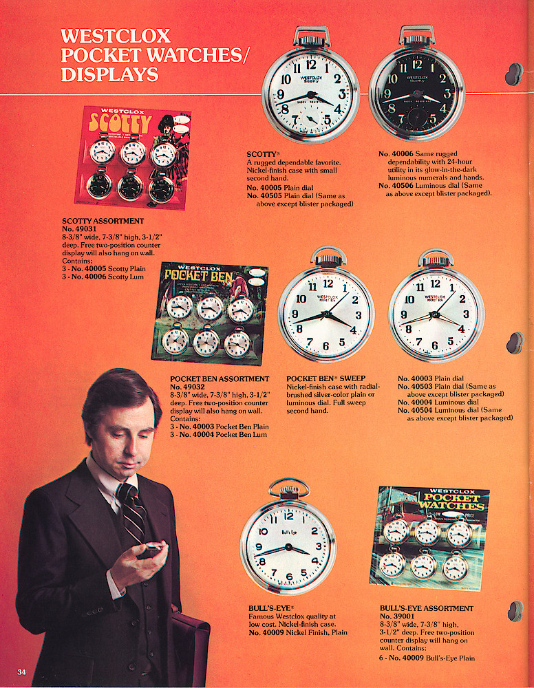 1977 - 78 Westclox Keywound alarms, Electric Alarms, Wall Clocks, Pocket Watches > 34