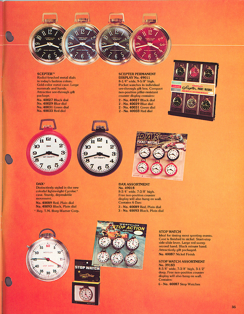 1977 - 78 Westclox Keywound alarms, Electric Alarms, Wall Clocks, Pocket Watches > 35