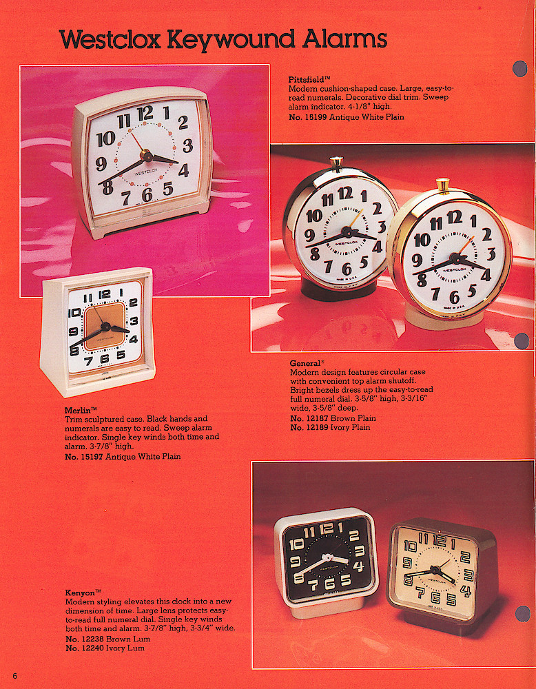 1978 - 79 Westclox Keywound alarms, Electric Alarms, Wall Clocks, Pocket Watches > 6