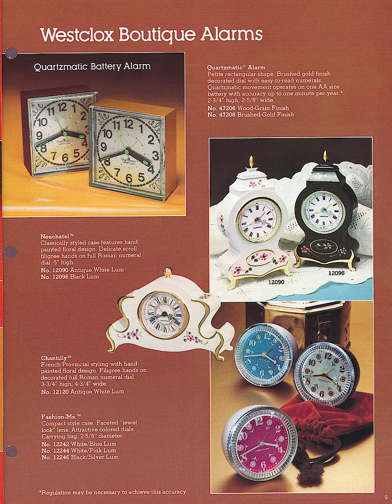 1978 - 79 Westclox Keywound alarms, Electric Alarms, Wall Clocks, Pocket Watches > 9