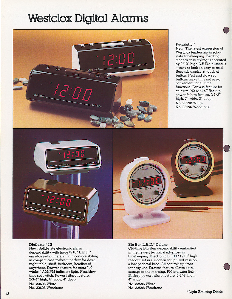 1978 - 79 Westclox Keywound alarms, Electric Alarms, Wall Clocks, Pocket Watches > 12