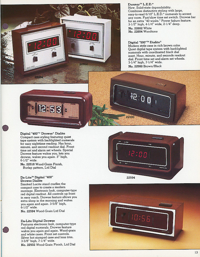 1978 - 79 Westclox Keywound alarms, Electric Alarms, Wall Clocks, Pocket Watches > 13