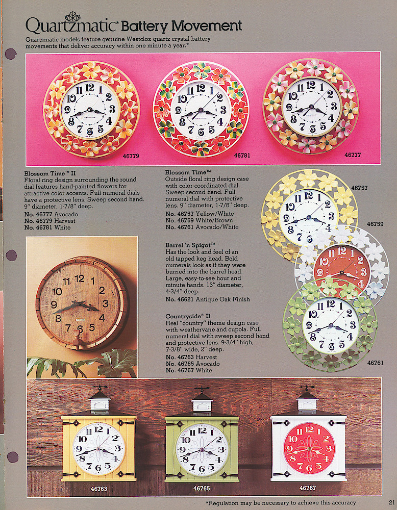1978 - 79 Westclox Keywound alarms, Electric Alarms, Wall Clocks, Pocket Watches > 21