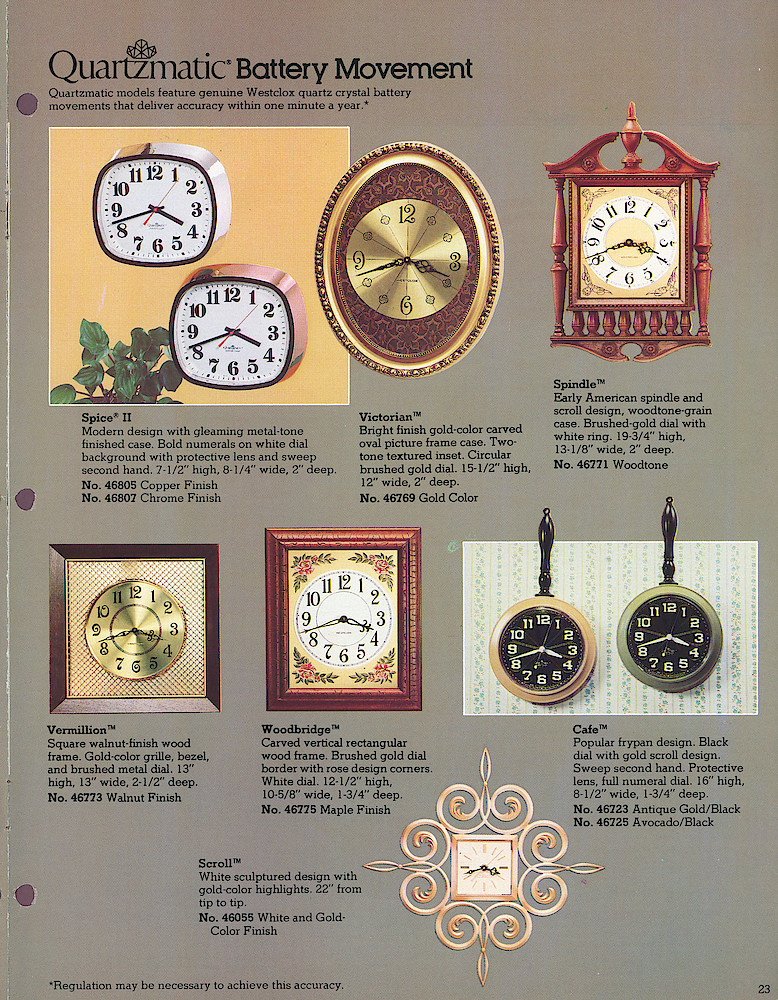 1978 - 79 Westclox Keywound alarms, Electric Alarms, Wall Clocks, Pocket Watches > 23