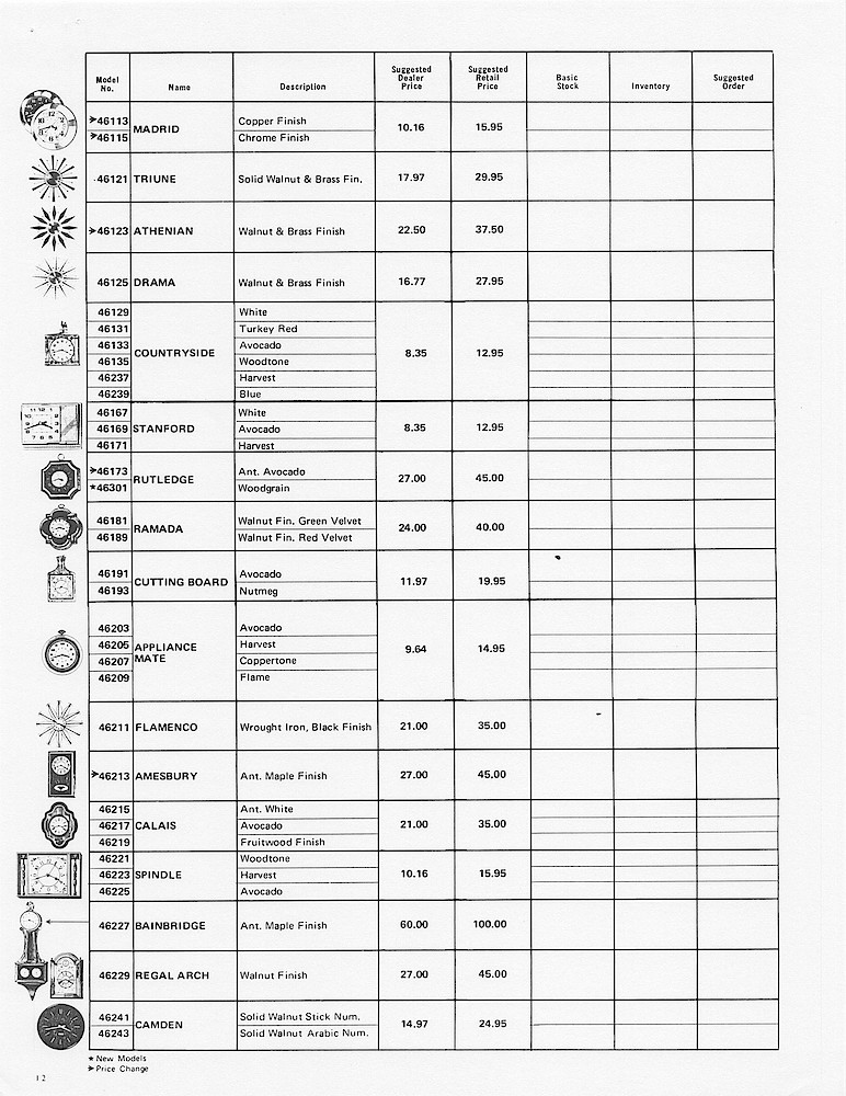 1970 Westclox Price List D-IV-70 > 12