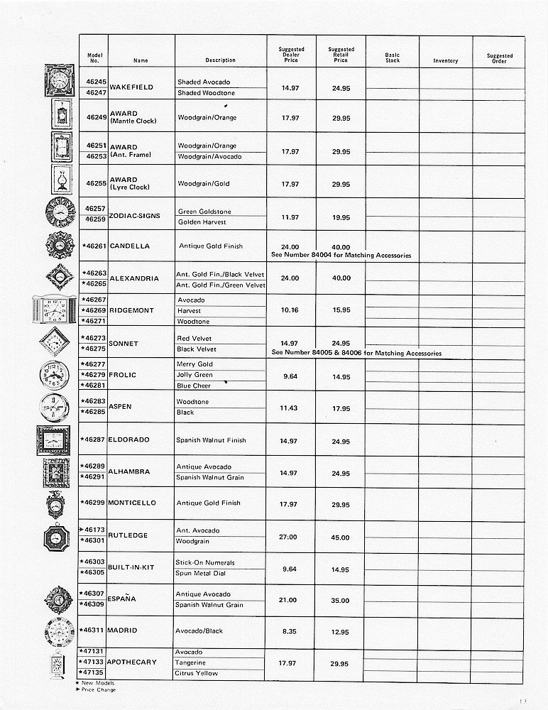 1970 Westclox Price List D-IV-70 > 13