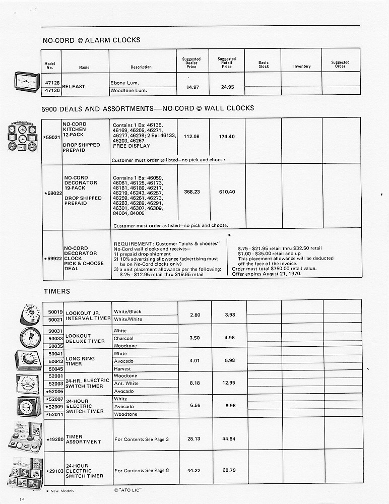 1970 Westclox Price List D-IV-70 > 14