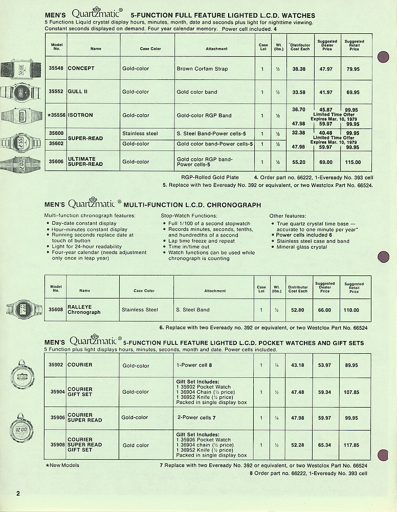 1979 Westclox Price List - Quartzmatic  and 17-Jewel Watches QWW-I-79 > 2