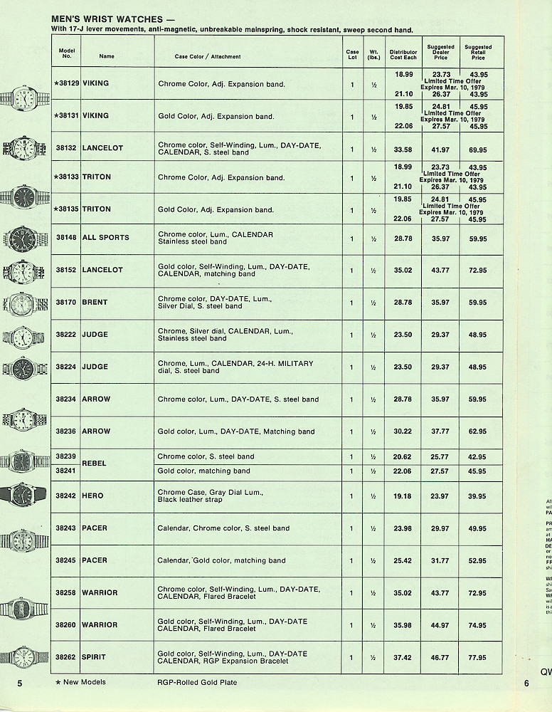 1979 Westclox Price List - Quartzmatic  and 17-Jewel Watches QWW-I-79 > 5