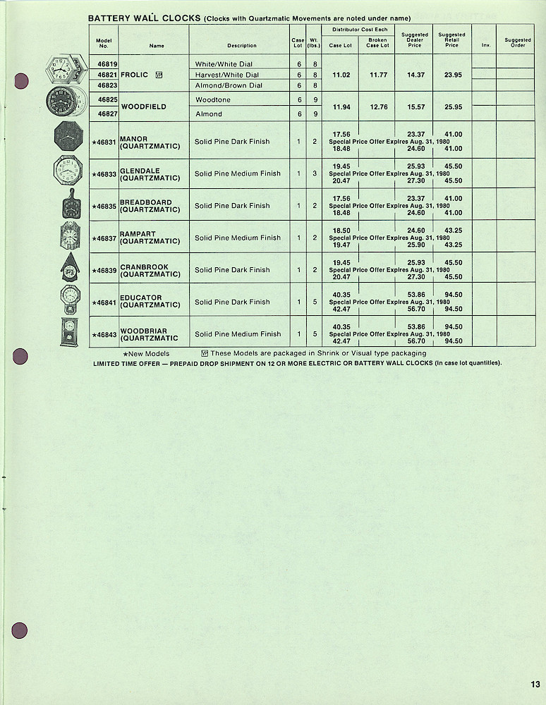 1980 Westclox Price List W-IV-80 > 13