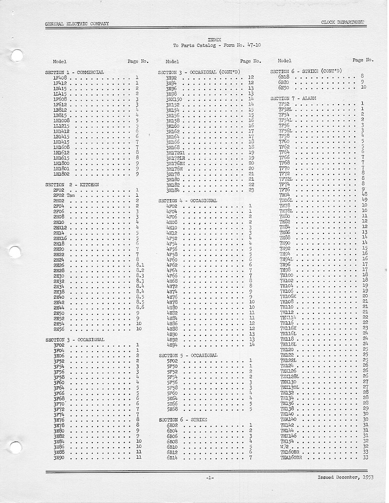 1950 General Electric Clocks Parts Catalog > Introduction > I-2