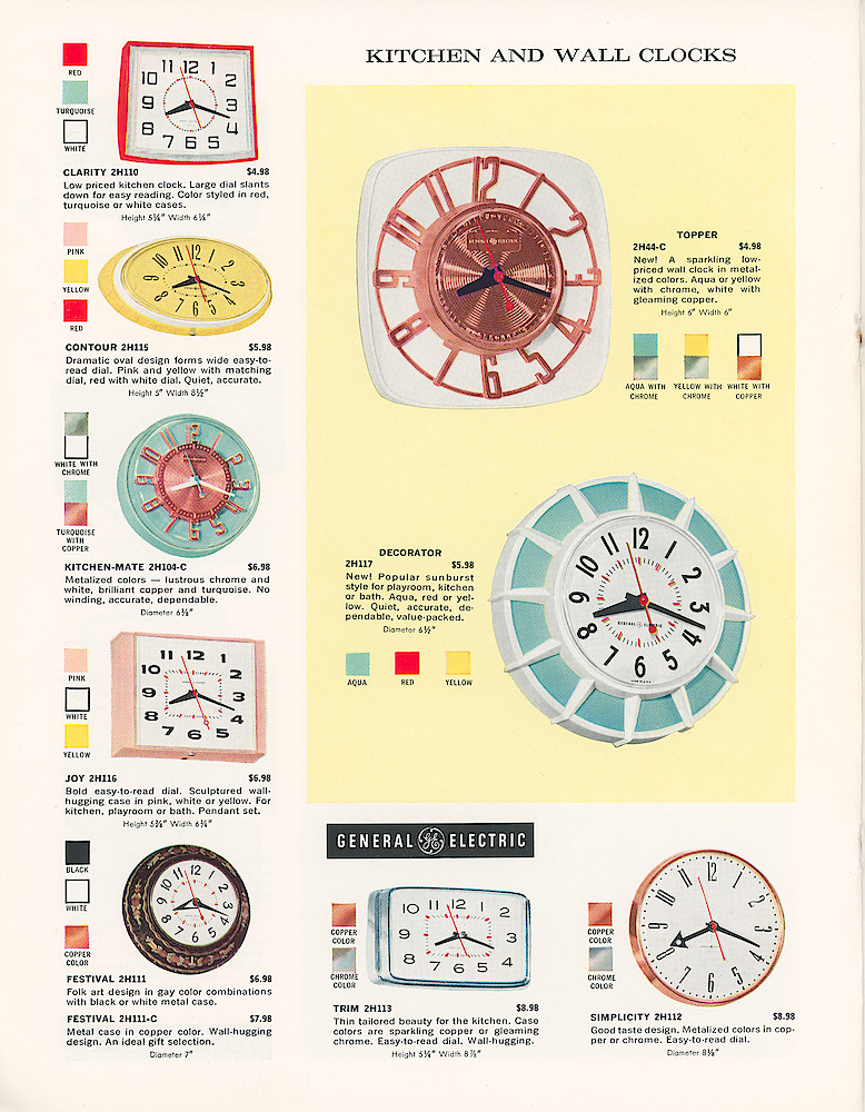 General Electric Clocks, 1960 - 1961 Catalog > 6