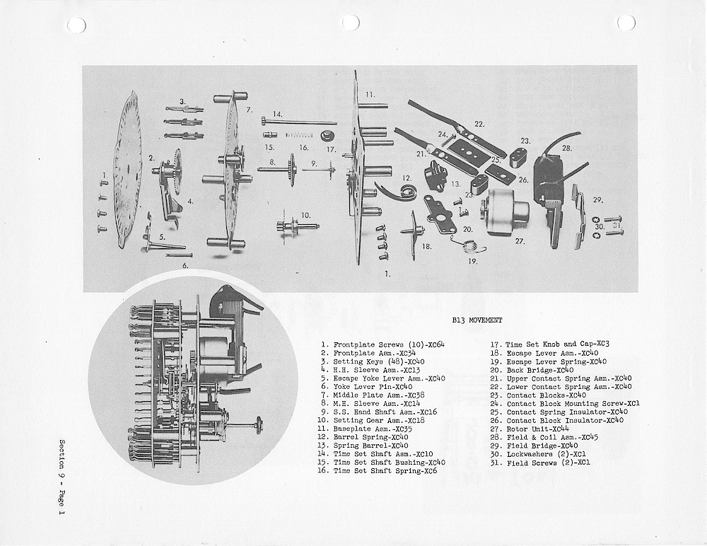 1950 General Electric Clocks Parts Catalog > Movements > B13