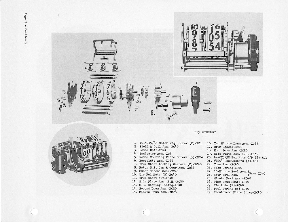 1950 General Electric Clocks Parts Catalog > Movements > B15
