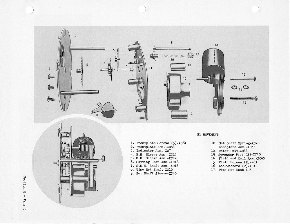 1950 General Electric Clocks Parts Catalog > Movements > H1