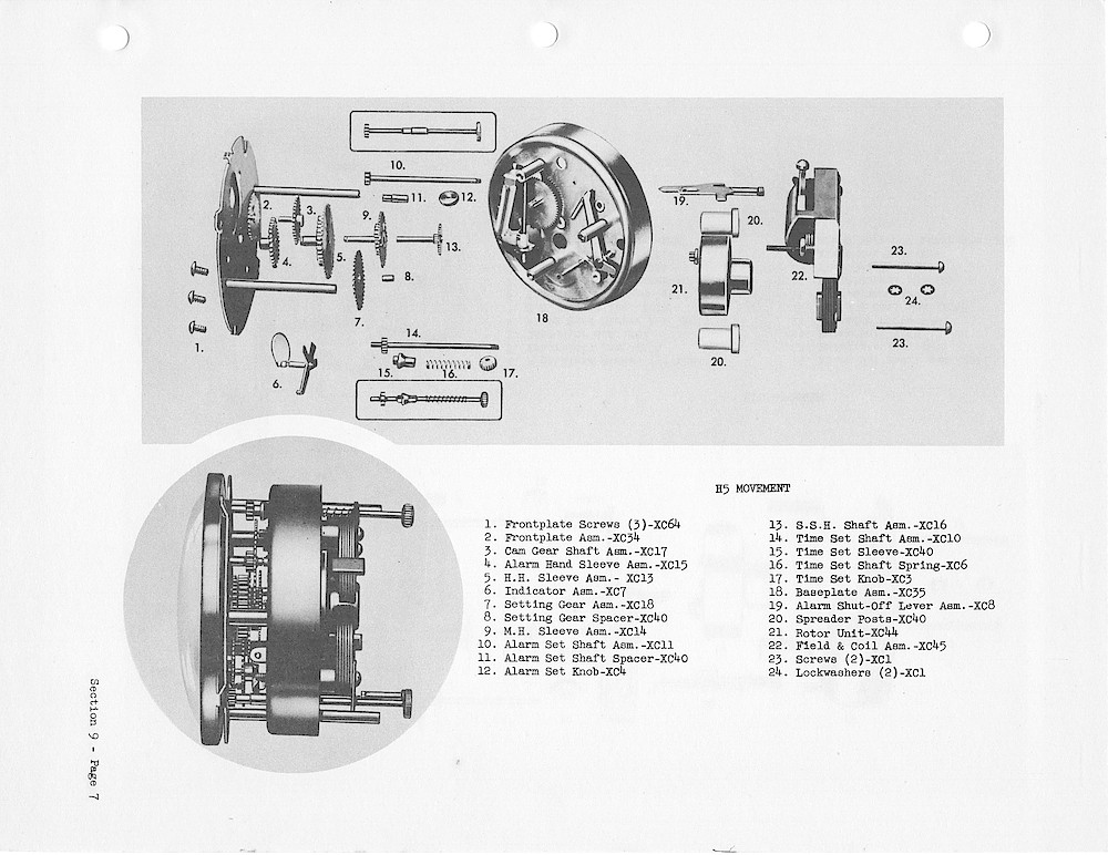 1950 General Electric Clocks Parts Catalog > Movements > H5