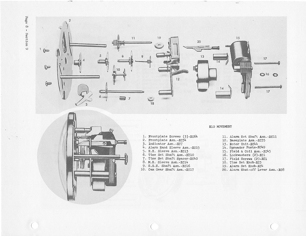 1950 General Electric Clocks Parts Catalog > Movements > H10