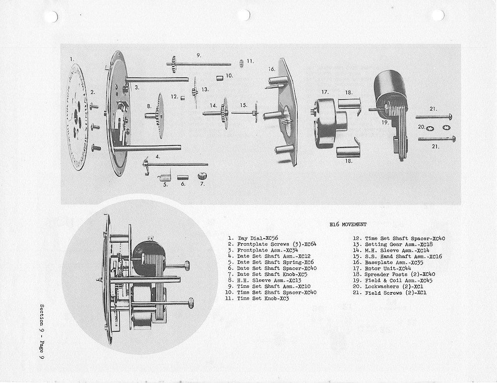 1950 General Electric Clocks Parts Catalog > Movements > H16