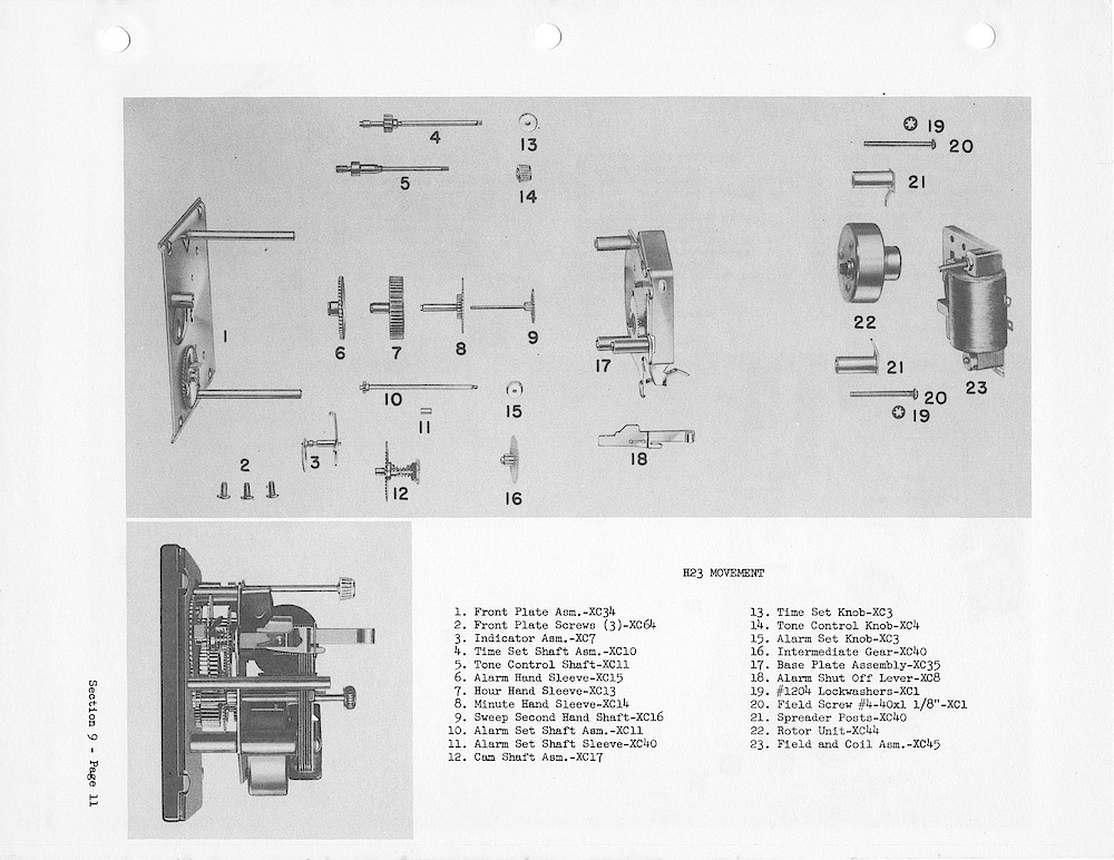 1950 General Electric Clocks Parts Catalog > Movements > H23