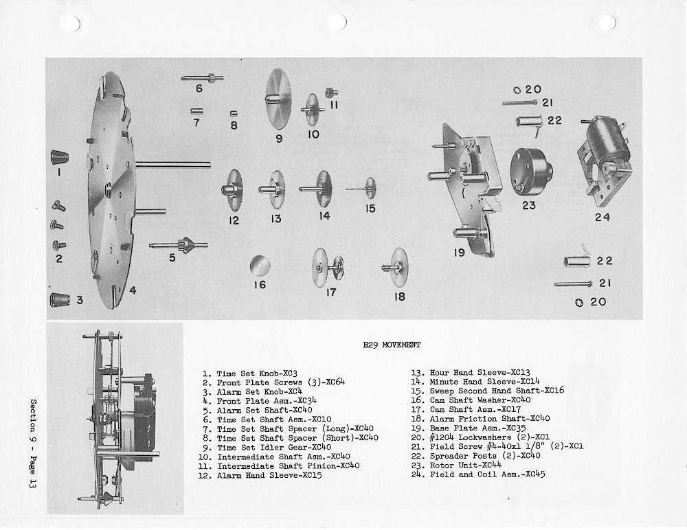 1950 General Electric Clocks Parts Catalog > Movements > H29