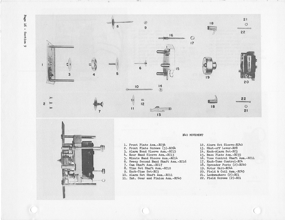 1950 General Electric Clocks Parts Catalog > Movements > H40