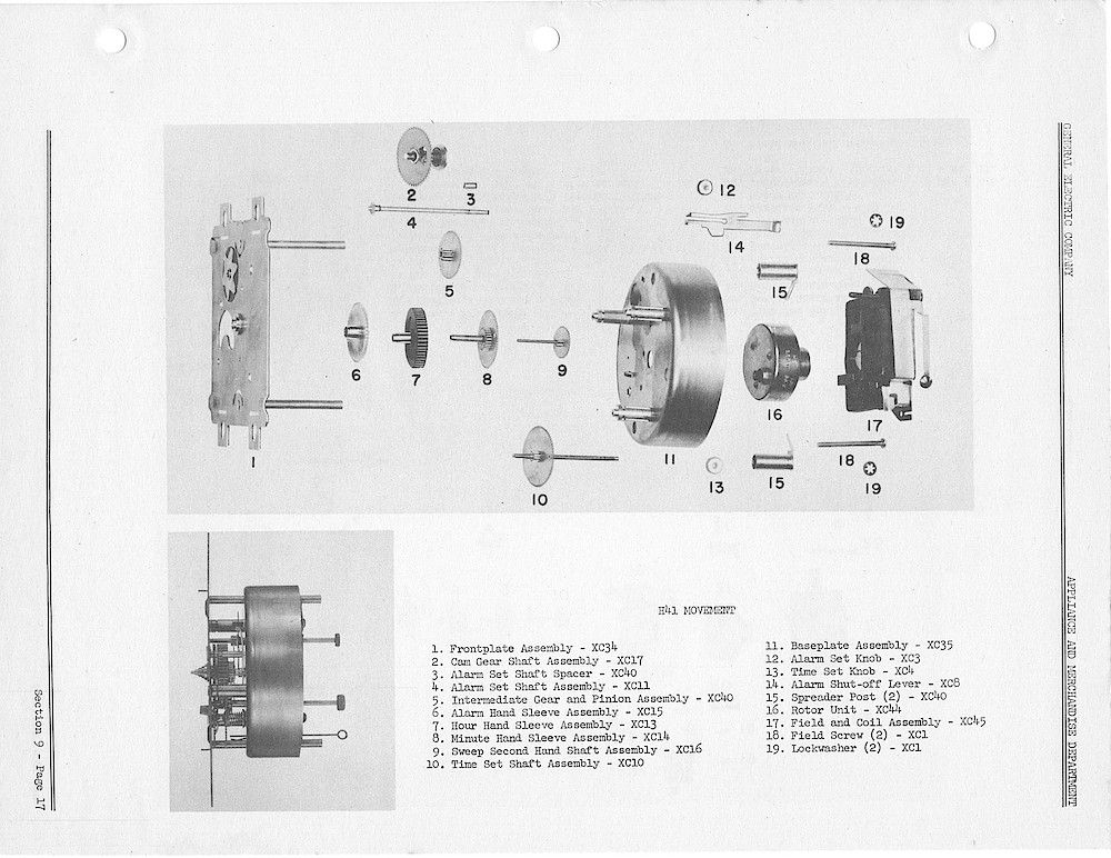 1950 General Electric Clocks Parts Catalog > Movements > H41