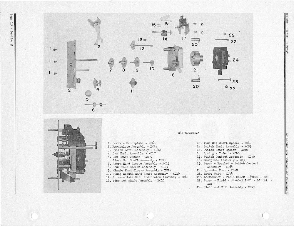 1950 General Electric Clocks Parts Catalog > Movements > H44