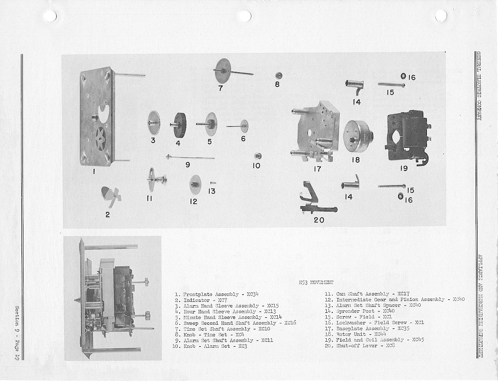 1950 General Electric Clocks Parts Catalog > Movements > H53