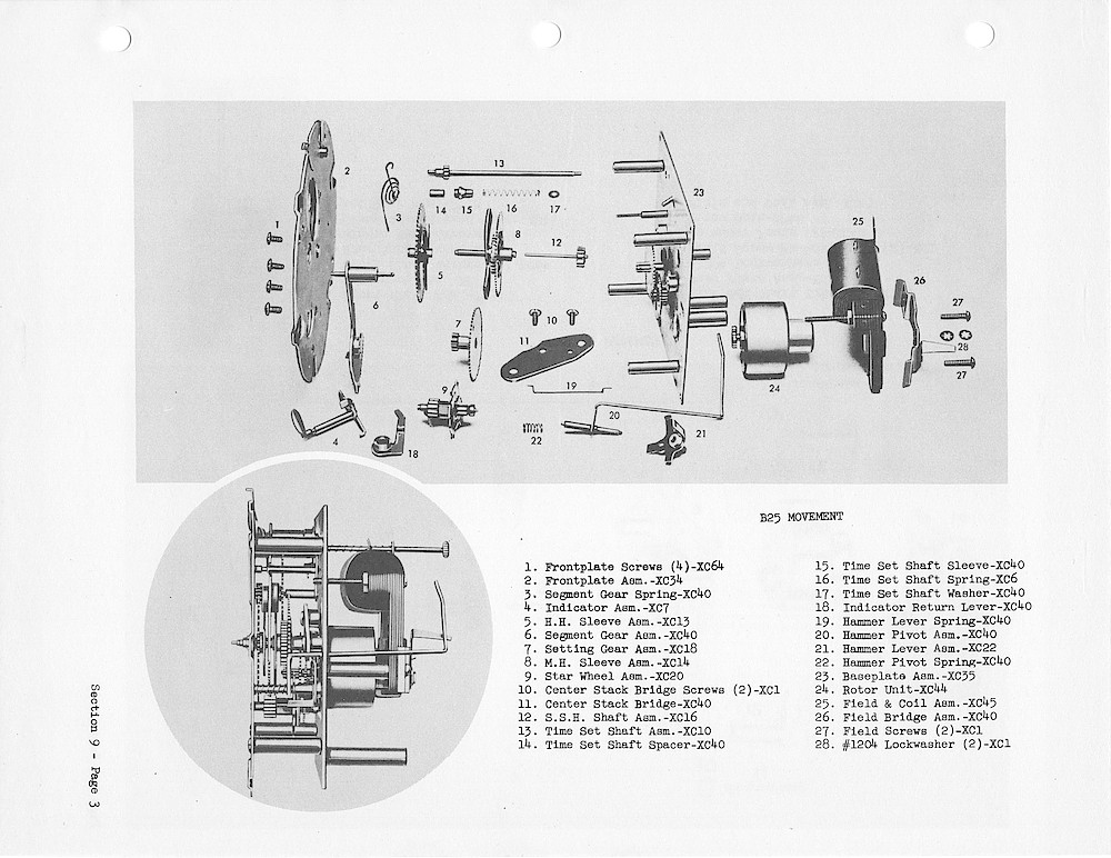 1950 General Electric Clocks Parts Catalog > Movements > B25