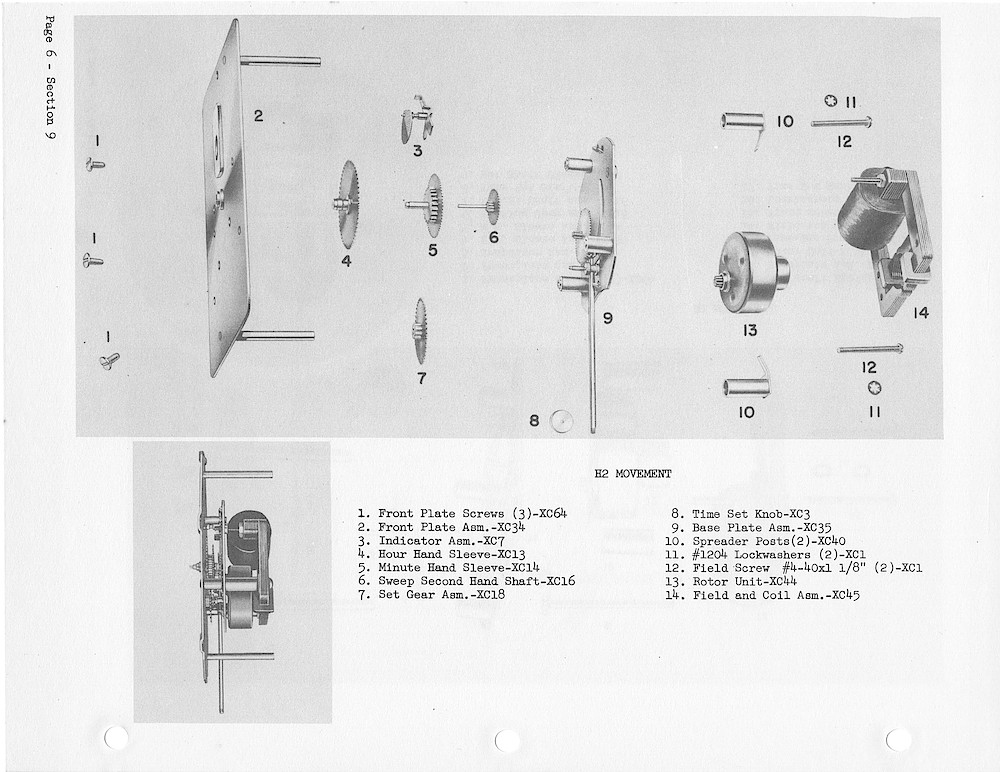 1950 General Electric Clocks Parts Catalog > Movements > H2