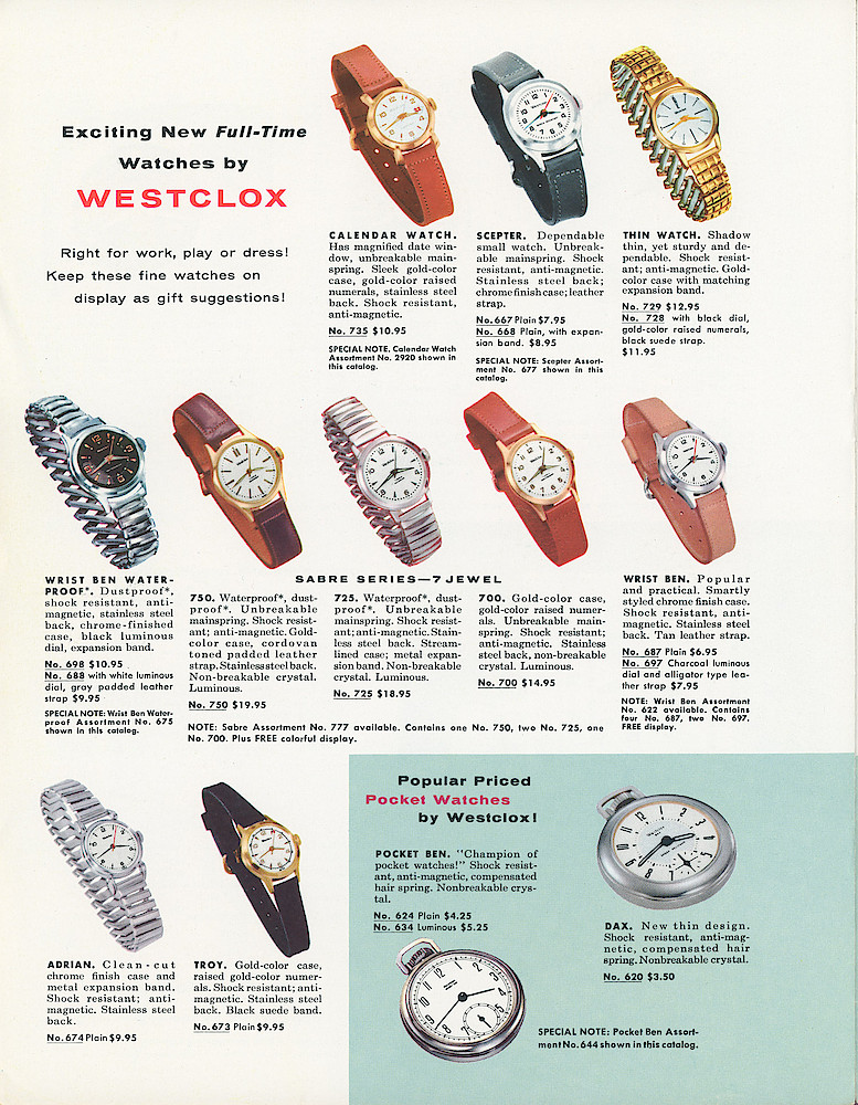 Westclox Full Line Gift Catalog, 1957 > 6