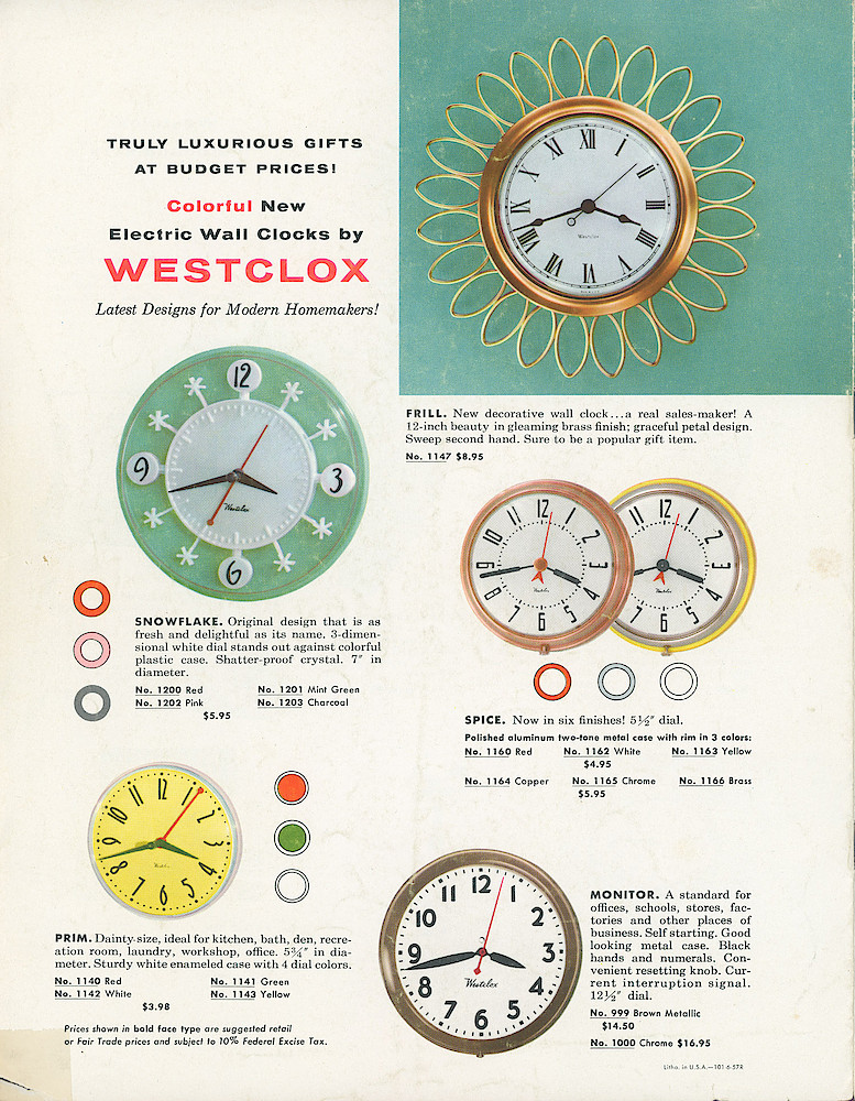 Westclox Full Line Gift Catalog, 1957 > 8