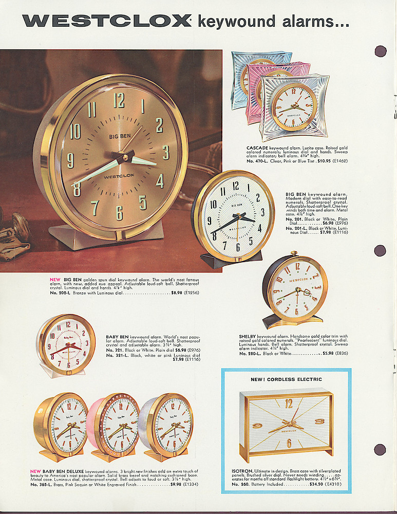 Westclox 1960 Keywound and Electric Clocks Catalog > 2