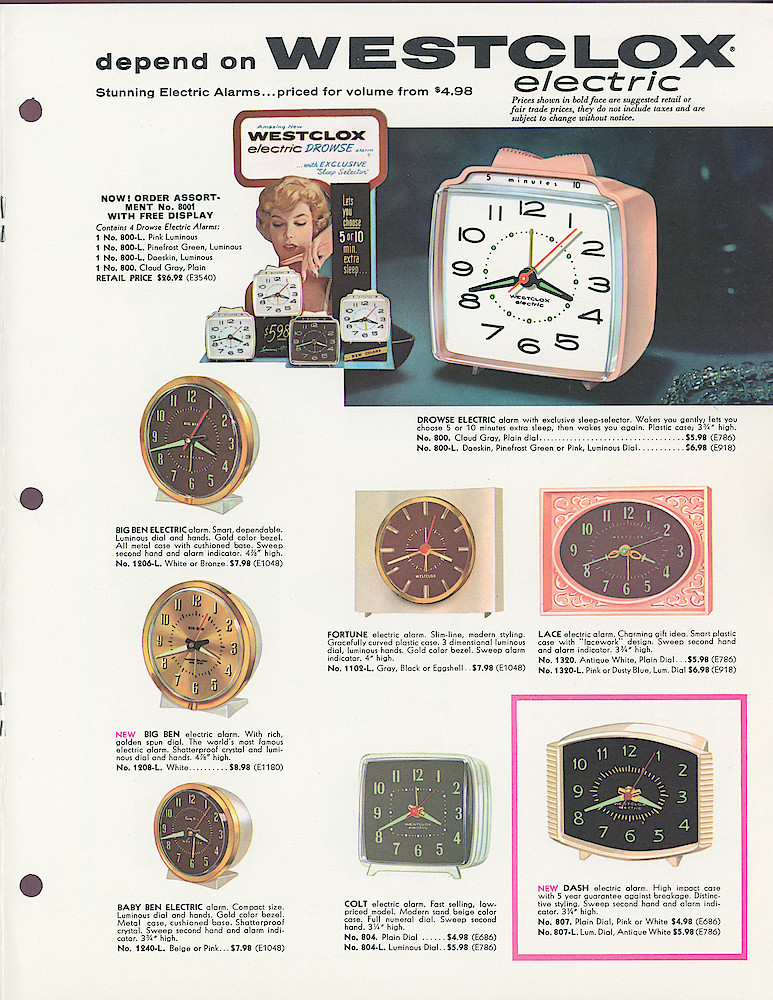 Westclox 1960 Keywound and Electric Clocks Catalog > 5