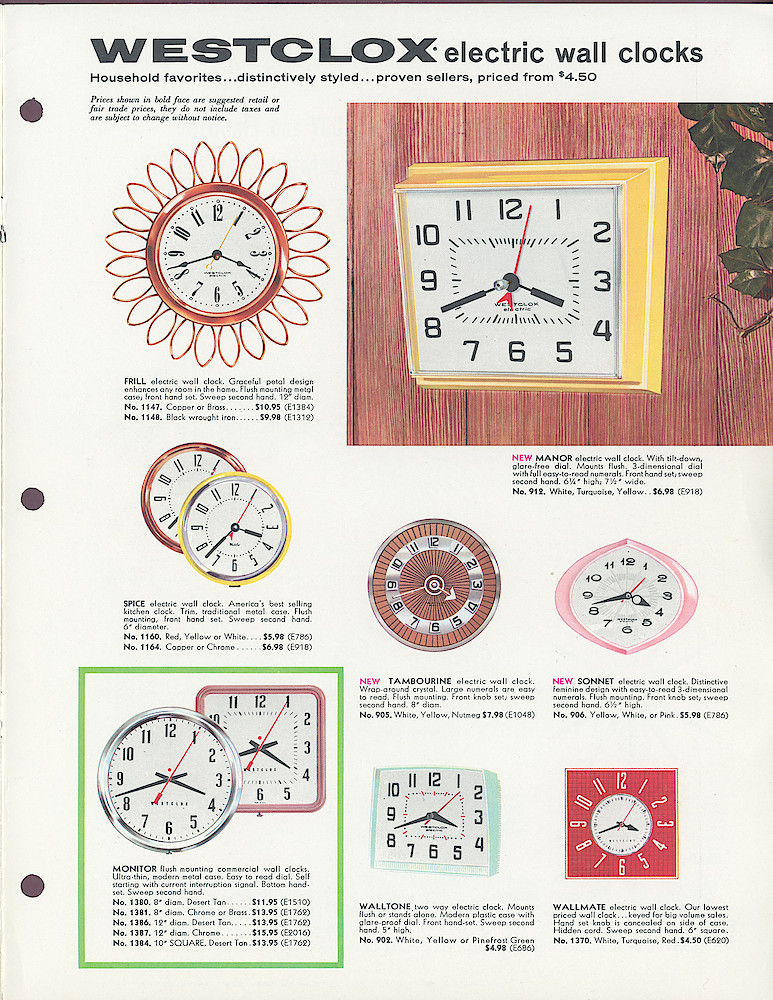 Westclox 1960 Keywound and Electric Clocks Catalog > 7