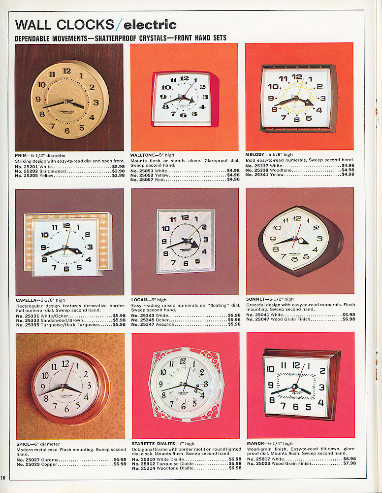 Westclox 1968 - 1969 Catalog > 16