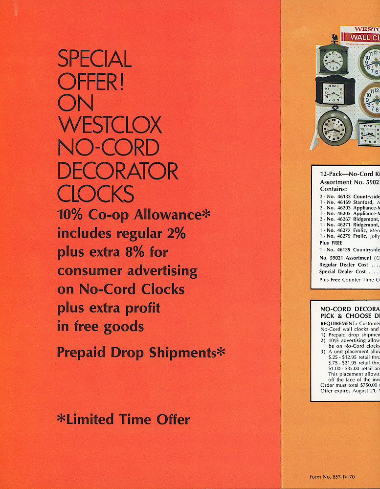 Westclox 1970 New No-Cord Clocks and Time Center Advertising Displays > No-Cord-New-5