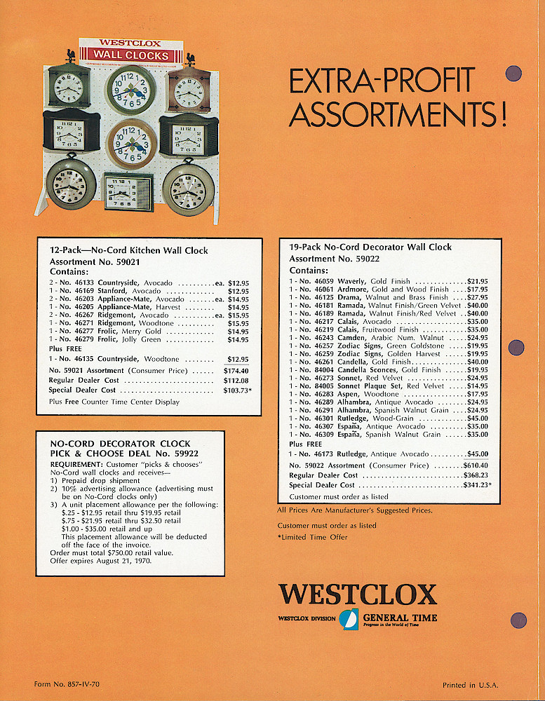 Westclox 1970 New No-Cord Clocks and Time Center Advertising Displays > No-Cord-New-6