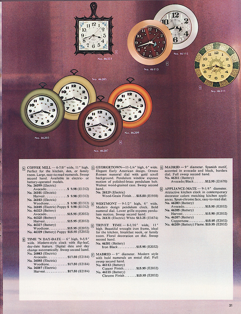 Westclox 1972 - 1973 Catalog > 31