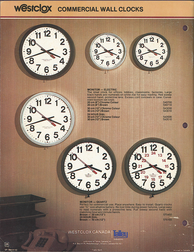 Westclox Canada ca. 1980 Catalog > 36