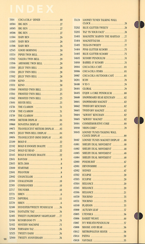 Westclox 2001 Catalog > Index 1