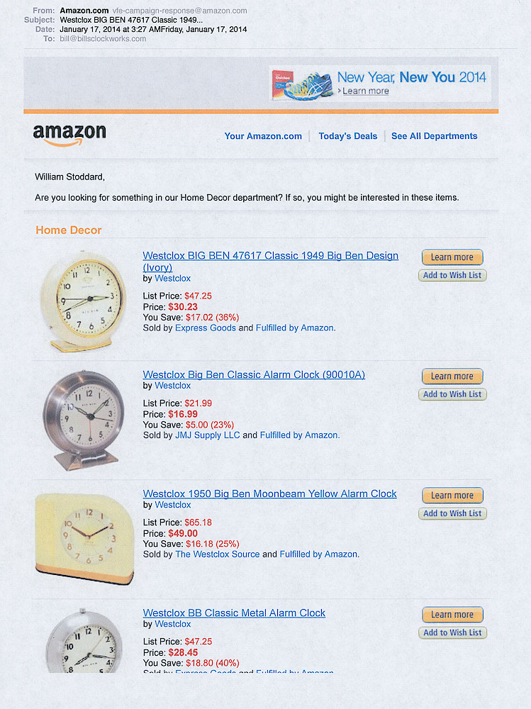 Amazon.com Westclox Big Ben Listing January 2014 > 1