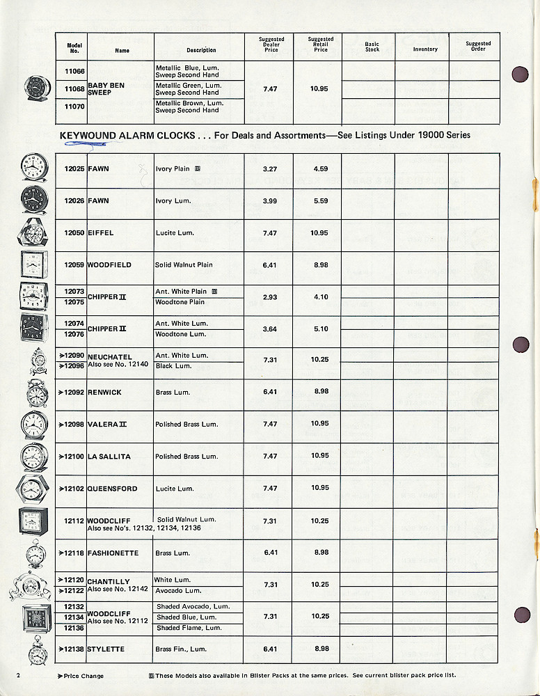 1972 Westclox Price List D-IV-72 > 2