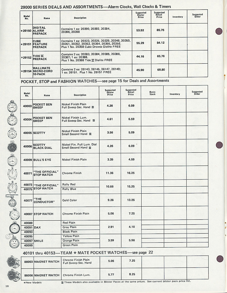 1972 Westclox Price List D-IV-72 > 10