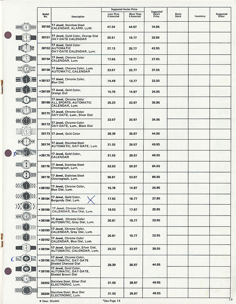 1972 Westclox Price List D-IV-72 > 13