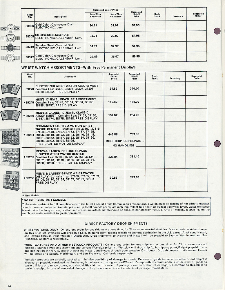 1972 Westclox Price List D-IV-72 > 14