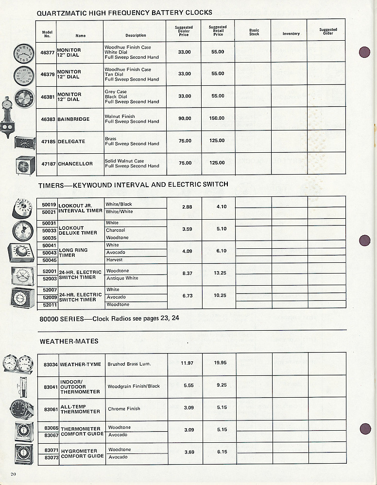 1972 Westclox Price List D-IV-72 > 20