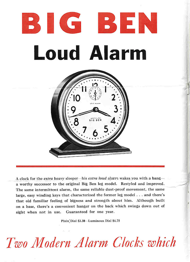 Westclox, Canada 1936 Catalog > 2. Big Ben Loud Alarm
